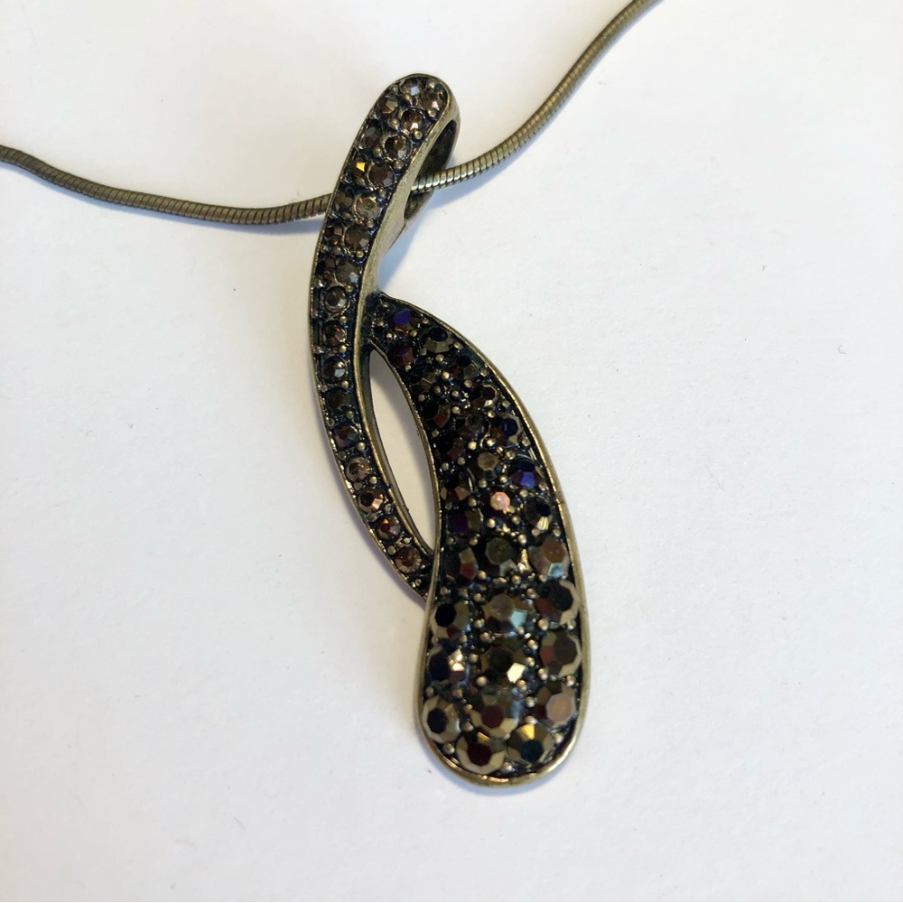 Lia Sophia Necklace Dark brown Aurora Borealis Teardrop Pendant necklace